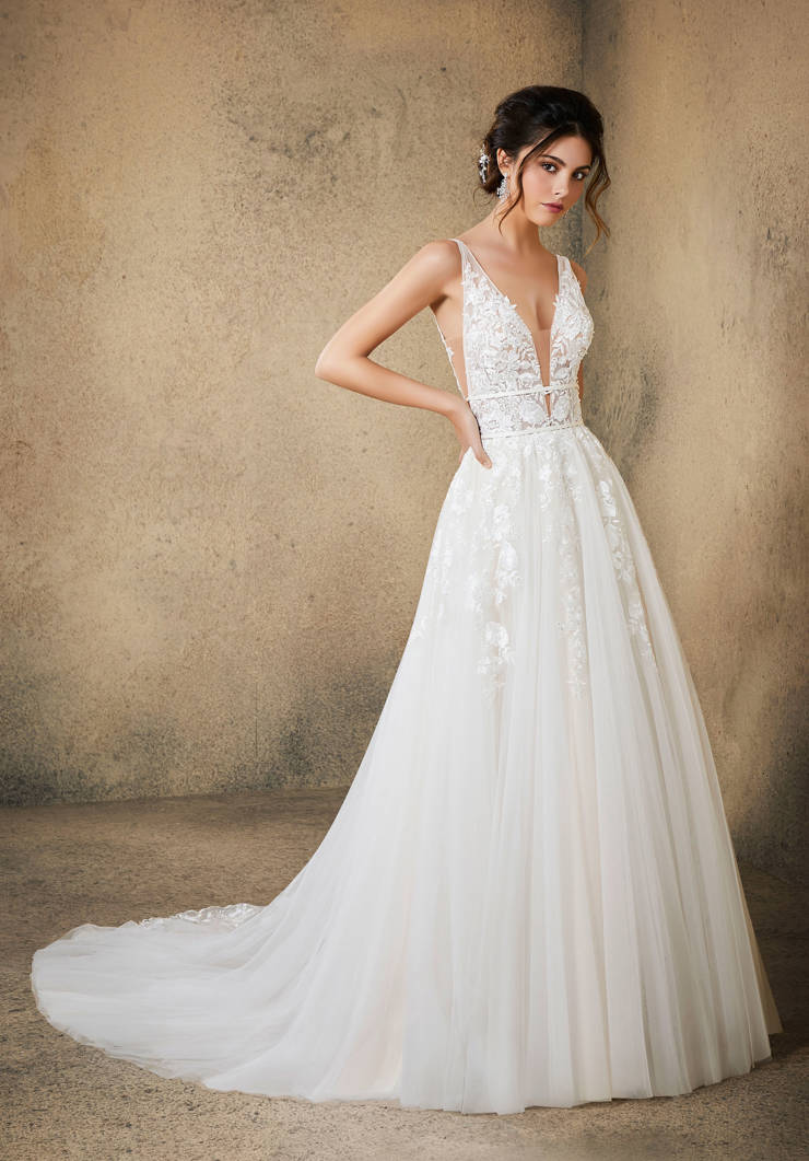 Model wearing a Morilee Bridal dress