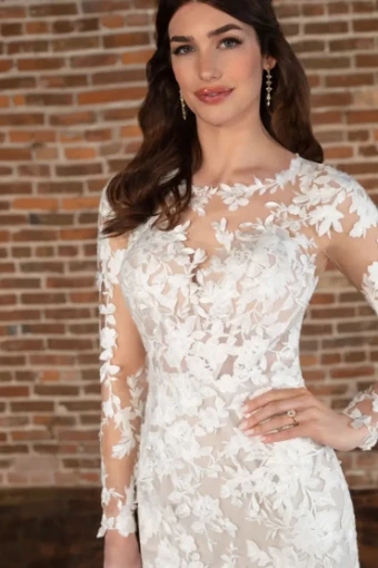 Essense of Australia Style #D3776 #12 (IVRM-PL) Ivory Lace & Tulle over Rum Gown w Porcelain Tulle Illusion thumbnail