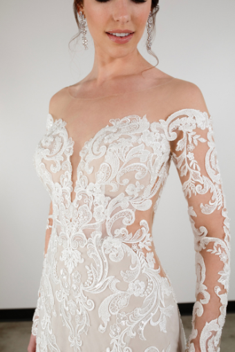 Essense of Australia Style #D3961 #10 (IVRM-PL) Ivory Lace & Tulle over Rum Gown w Porcelain Tulle Illusion thumbnail