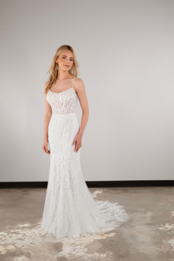 Essense of Australia Style #D3883 #8 (IV-LT) IVORY LACE AND TULLE OVER LATTE GOWN thumbnail