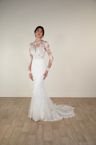 Stella York Style #7867 #10 (IVAL-PL) IVORY LACE & TULLE OVER ALMOND GWN W PORCELAIN TULLE ILLUSION thumbnail