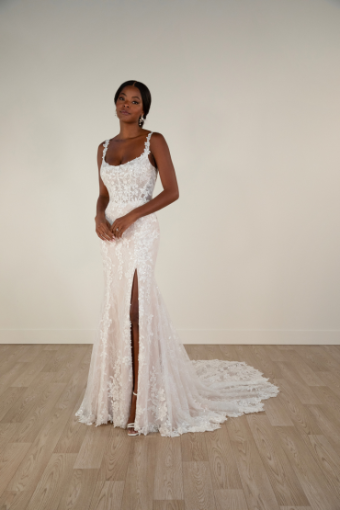 Stella York Style #7941 #10 (IVBC-PL) IVORY LACE OVER BISCOTTI GOWN W PORCELAIN TULLE ILLUSION thumbnail