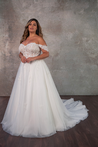 Essense of Australia Style #D4047 #10 (IV-BC) Ivory Lace and Tulle over Biscotti Gown thumbnail