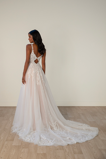 Stella York Style #8036 #9 (IVIV-PL) IVR LACE & TULLE OVER IVORY GOWN W PORCELAIN TULLE SIDE PLNG thumbnail