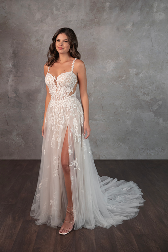 Essense of Australia Style #D4258 #7 (IVRM-PL) IVR LACE & TULLE OVER RUM GOWN W PORCELAIN TULLE ILLUSION thumbnail