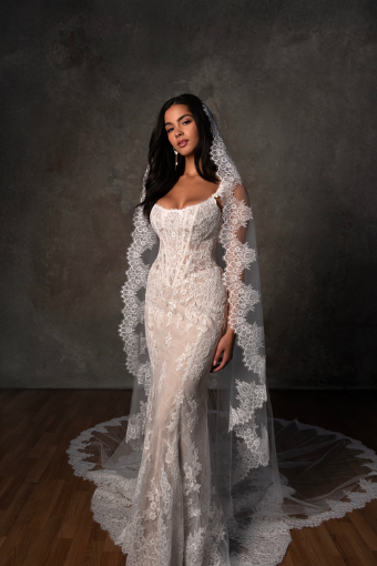 Essense of Australia Style #D4437 #8 (IV-RM) IVORY LACE AND TULLE OVER RUM GOWN thumbnail