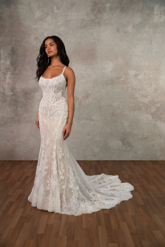 Essense of Australia Style #D4437 #6 (IV-RM) IVORY LACE AND TULLE OVER RUM GOWN thumbnail
